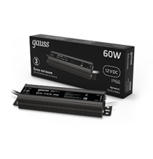 Блок питания для светодиодной ленты пылевлагозащищенный 60W 12V IP66  202023060  Gauss