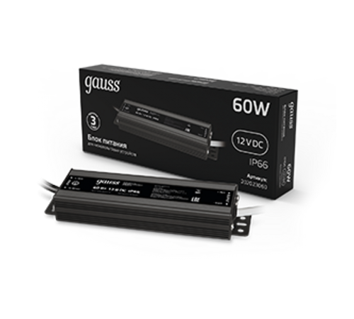 Блок питания для светодиодной ленты пылевлагозащищенный 60W 12V IP66  202023060  Gauss