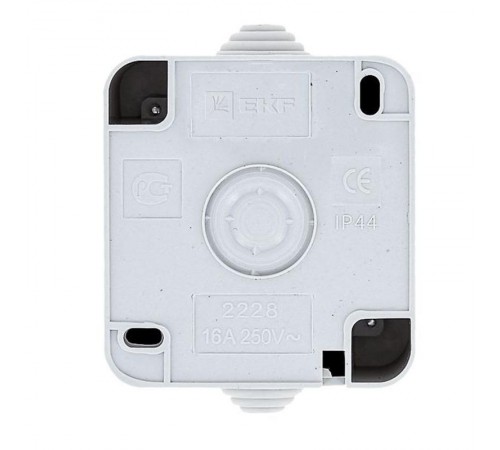 Прага Розетка 1-местная 16А с заземлением IP44 белая EKF  EKR16-028-10-44  EKF