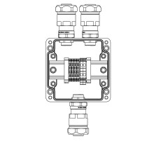 Коробка клеммная Ex из GRP; 1Ex e IIC T5 Gb IP66; Ex tb IIIB T95C Db;Клеммы 2,5 кв.мм. -6 шт.; А,С: ввод D8-13мм под небронир-ный кабел ьв металлор