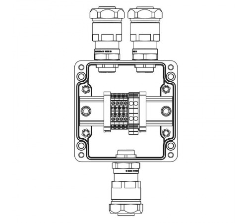 Коробка клеммная Ex из GRP; 1Ex e IIC T5 Gb IP66; Ex tb IIIB T95C Db;Клеммы 2,5 кв.мм. -6 шт.; А,С: ввод D8-13мм под небронир-ный кабел ьв металлор