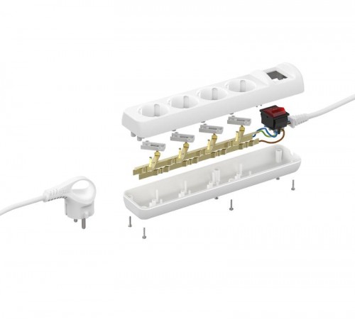 Удлинитель Россия U-4es-5m Удлин-ль с заземл, с выкл, 4гн, 5м, ПВС, 3х1мм2, 16А  Б0028380  ЭРА