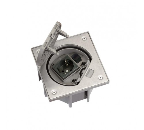 Simon Connect Влагостойкая основа с розетк.2Р+Е + коннект.RJ45 ("мама", 5e UTP), в комплекте, IP66, сталь  KSE15U-23-72  Simon