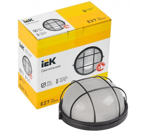 Светильник для ЖКХ НПП 1302 60Вт Е27 IP54 черный/круг с реш.  LNPP0-1302-1-060-K02  IEK