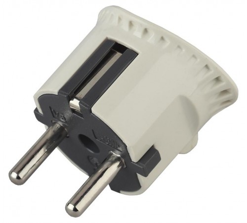 Вилка V5  плоская c/з 16A прямой ввод белая (10/200/7000) Б0019192  ЭРА