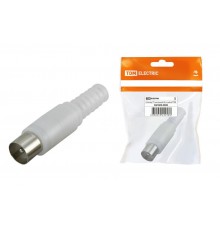 Штекер TV антенный пласт. без пайки белый, инд. упаковка   SQ1809-0008  TDM