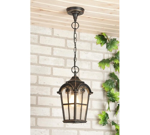 Уличный подвесной светильник IP44 Mira H черное золото Elektrostandard / a025299