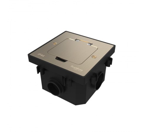 MultiDesk Лючок с розеткой 2К+З, 16А/250В, IP44 с монтажной коробкой для бетонных полов Никель, тип MDK21  MDK21202NC  SE