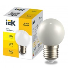 Лампа светодиодная декор. G60 шар 3Вт 230В теплый белый E27 для белт-лайта  LLE-G60-3-230-WW-E27  IEK