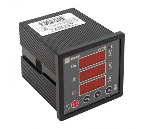 VD-723 Вольтметр цифровой на панель (72х72) трехфазный EKF PROxima  vd-723  EKF
