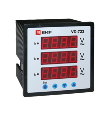VD-723 Вольтметр цифровой на панель (72х72) трехфазный EKF PROxima  vd-723  EKF