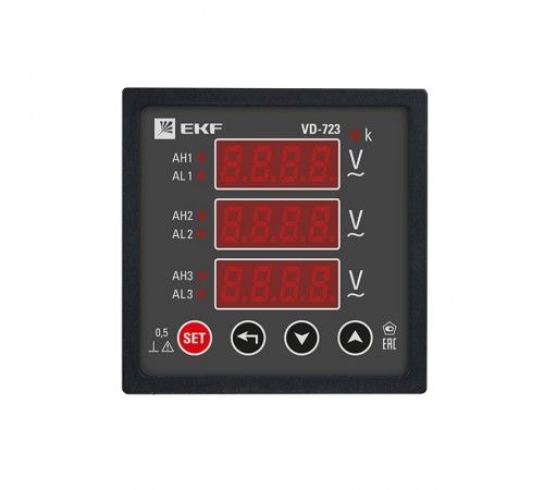 VD-723 Вольтметр цифровой на панель (72х72) трехфазный EKF PROxima  vd-723  EKF