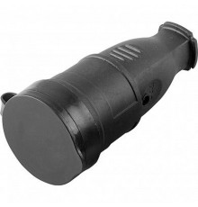 RST16-21-44 Розетка перенос 1-местн c/з с крышкой, каучук 250В,16А, IP44, сер Одри (РА 16-005), черн  32751  STEKKER