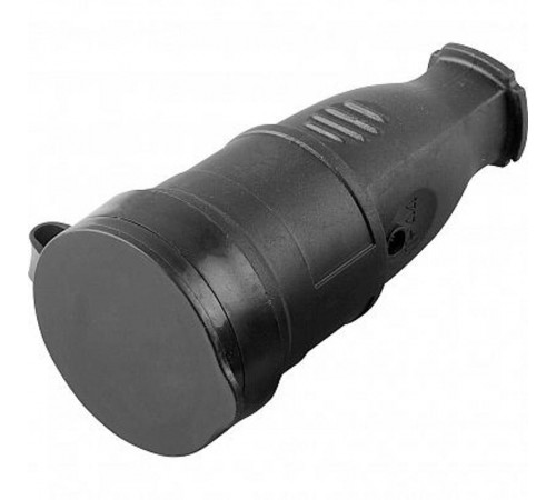 RST16-21-44 Розетка перенос 1-местн c/з с крышкой, каучук 250В,16А, IP44, сер Одри (РА 16-005), черн  32751  STEKKER