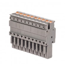 Штекер, зажим push-in, 10 точек подключения, 2.5 кв.мм, серый  VPR-P-2.5-10  DKC