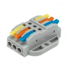 Клемма СМК 222-423P проходная 3 полюса, с монтажной площадкой (0,08-4 мм), серая (25 шт./уп.)  07-6263  REXANT