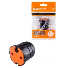 Кабельная розетка б/з черная с красной вставкой 10А 250B черная  SQ1806-0214  TDM