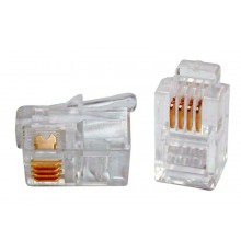 Разъем телефонный PLUG-4P4C-P-C2-100 RJ-11(4P4C) (3 µ"/ 3 микродюйма) для телефонной трубки (100 шт)  49381  Hyperline