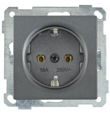 BOLERO антрацит Розетка с/з 16А РС11-1-0-Б  ERB11-K95-16  IEK