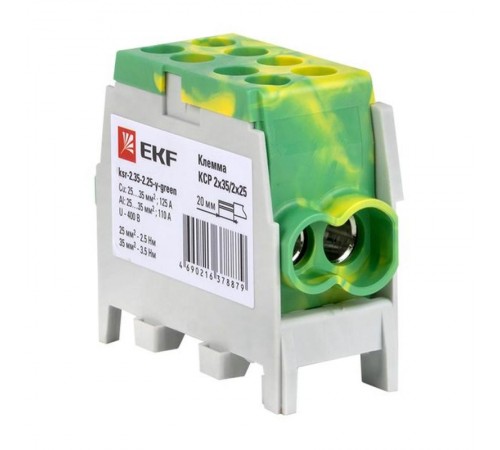 Клемма распределительная КСР с двойным винтом 2x35/2x25 желто-зеленая PROxima  ksr-2.35-2.25-y-green  EKF