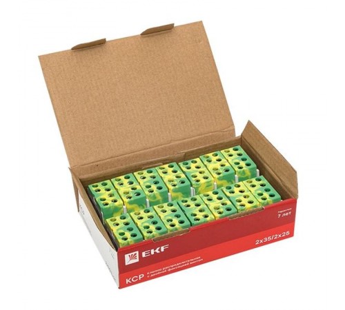 Клемма распределительная КСР с двойным винтом 2x35/2x25 желто-зеленая PROxima  ksr-2.35-2.25-y-green  EKF