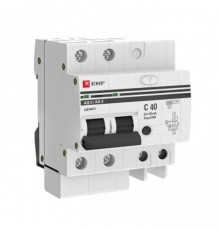 Выключатель автоматический дифференциального тока АД-2 40А/ 30мА (характеристика C, AC, электронный, защита 270В) 6кА PROxima  DA2-6-40-30-pro  EKF