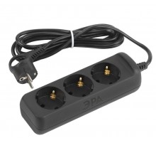 Удлинитель электрический UX-3e-3m-B с заземлением 3 розетки 3м ПВС 3x0,75мм2 10А черный  Б0057722  ЭРА