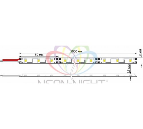 LED лента 220В, 13*8 мм, IP65, SMD 5050, 60 LED/m Синяя, бухта 50 м Neon-Night