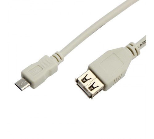 Кабель micro USB (male) штекер - USB-A (female) гнездо, длина 0,2 метра, белый (PE пакет)  18-1161  REXANT