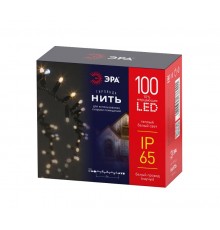 Гирлянда светодиодная нить ERAPS-WK10 белый каучук 10 м тёплый свет 100 LED, IP65  Б0056015  ЭРА