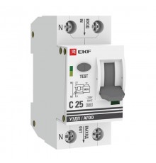 Устройство защиты от дугового пробоя (УЗДП) 1P+N 25А (C) 6 кА EKF PROxima  afdd-2-25C-pro  EKF