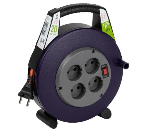 Удлинитель силовой BPx-4-2x0,75-20m в закрытом корпусе без заземления с выключателем 4 розетки 20м ПВС 2x0,75мм2 6А  Б0052924  ЭРА