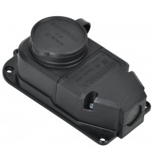 Розетка (колодка) с защит. кр. 16А IP44 черная  ERK10-016-01-44-K02-G  GENERICA