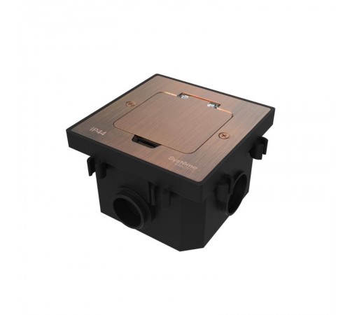 MultiDesk Лючок с розеткой 2К+З, 16А/250В, IP44 с монтажной коробкой для бетонных полов Медь, тип MDK21  MDK21202CC  SE