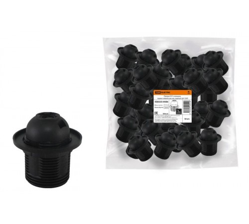 Патрон Е27 с кольцом, термостойкий пластик, черный, Б/Н  SQ0335-0056  TDM