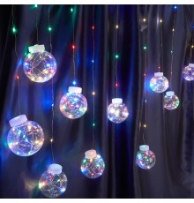 Гирлянда "бахрома с шариками" USB 200 LED мульти, длина 3*0,8м, IP20, сетевой шнур 2м в комплекте , CL592  41643  FERON