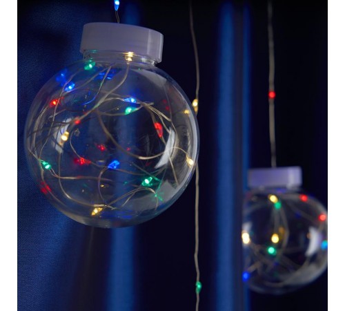 Гирлянда "бахрома с шариками" USB 200 LED мульти, длина 3*0,8м, IP20, сетевой шнур 2м в комплекте , CL592  41643  FERON