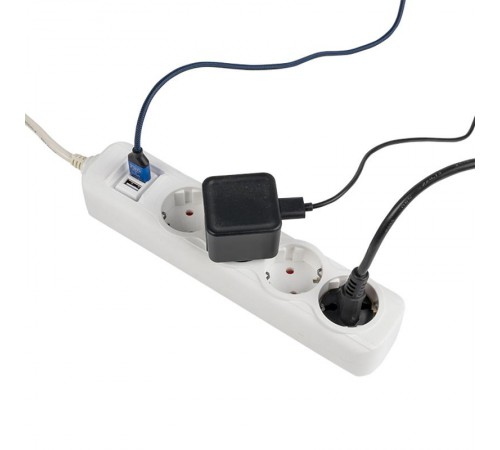 Удлинитель "Эксперт" 4 гнезда 3 метра 16А/3,5кВт с 2 USB 2,1А ПВС 3х1  UBA16-2USB-4-03i  EKF