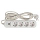 Удлинитель "Эксперт" 4 гнезда 3 метра 16А/3,5кВт с 2 USB 2,1А ПВС 3х1  UBA16-2USB-4-03i  EKF