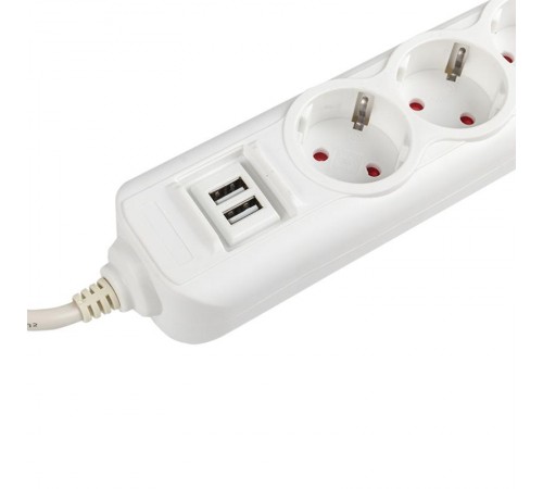 Удлинитель "Эксперт" 4 гнезда 3 метра 16А/3,5кВт с 2 USB 2,1А ПВС 3х1  UBA16-2USB-4-03i  EKF