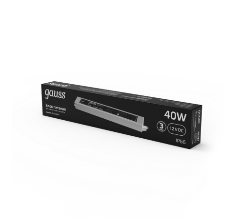 Блок питания для светодиодной ленты пылевлагозащищенный 40W 12V IP66  202023040  Gauss