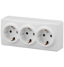 Розетка 11-2209-01  3х2P+E Schuko со шторками, 16АХ-250В, ОУ, Эксперт, Белый Б0020703  ЭРА