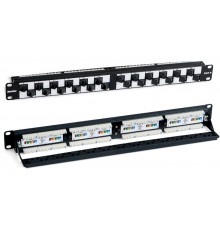 Патч-панель PP2A-19-24S-8P8C-C6-110 19", 1U, с угловыми портами, 24 порта RJ-45, категория 6, Dual IDC  37957  Hyperline