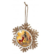 Светильник  ENGDS-6L новогодний светодиодный Снежинка подвесной 15 см 2*АА  Б0060477  ЭРА