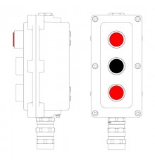 Взрывонепроницаемый пост управления из алюминия LCSD-03-B-MC-L1R(220)x1-P1B(11)x1-P1R(11)x1-PCMB-KA3MHK  LCSD21000110  DKC