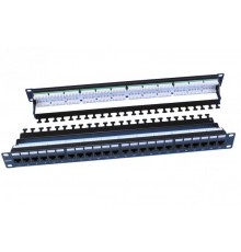 Патч-панель PP3-19-24-8P8C-C6-110D 19",1U,24 порта RJ-45,кат.6,Dual IDC,ROHS,черн.(зад.каб.организ.в комп.)  246107  Hyperline