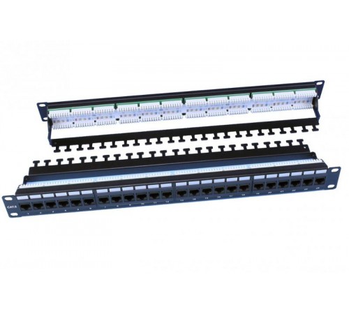 Патч-панель PP3-19-24-8P8C-C6-110D 19",1U,24 порта RJ-45,кат.6,Dual IDC,ROHS,черн.(зад.каб.организ.в комп.)  246107  Hyperline