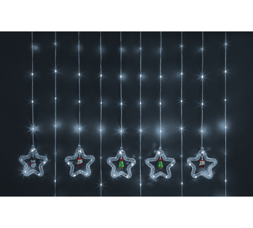 Гирлянда  95 013 NGF-D035-02 (бахрома звезды и фигурки CW 3*0.6м IP20)  95013  Navigator