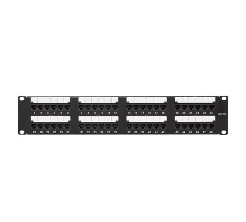 Патч-панель TERACOM PRO 19'' Cat.5E 2U неэкранированная UTP 48 портов RJ-45 Dual IDC  TRP-PPNL-5EUTP-2U48  EKF
