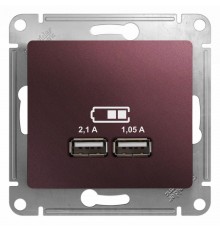 Glossa Баклажановый USB Розетка, 5В/2100мА, 2х5В/1050мА, механизм  GSL001133  SE